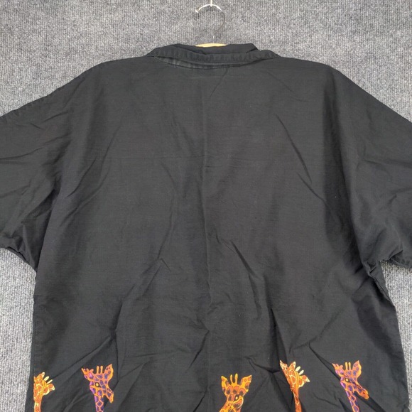 Fundamentals Womens Button Up Shirt Dress Black OSFM Giraffes Animals - Picture 5 of 11